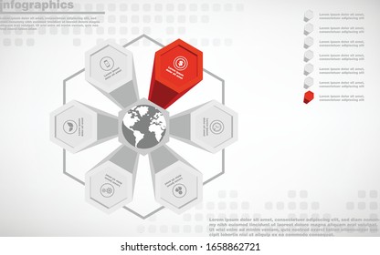 illustrations vector of 3d infographics design and business marketing icons with 6 options or processes layout, diagram, annual report, web design. eps10