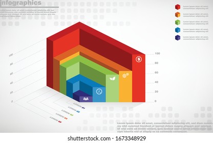 Illustrationen Vektorillustration von 3D-Infografiken Design und Business-Marketing-Symbole mit 5 Optionen oder Prozesse Layout, Diagramm, Jahresbericht, Web-Design. eps10