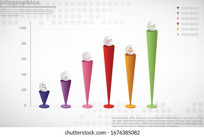 ilustraciones vectoriales de diseño de infografías 3d e iconos de marketing empresarial con 6 opciones o diseño de procesos, diagrama, informe anual, diseño web. Pasos10