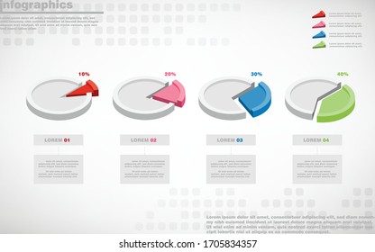 ilustraciones vectoriales de diseño de infografías 3d e iconos de marketing empresarial con 4 opciones o diseño de procesos, diagrama, informe anual, diseño web. Pasos10