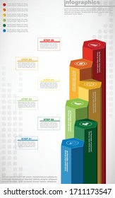 ilustraciones vectoriales de diseño de infografías 3d e iconos de marketing empresarial con 6 opciones o diseño de procesos, diagrama, informe anual, diseño web. Pasos10