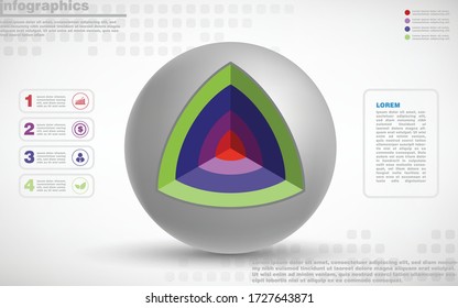 illustrations vector of 3d infographics design and business marketing icons with 4 options or processes layout, diagram, annual report, web design. eps10