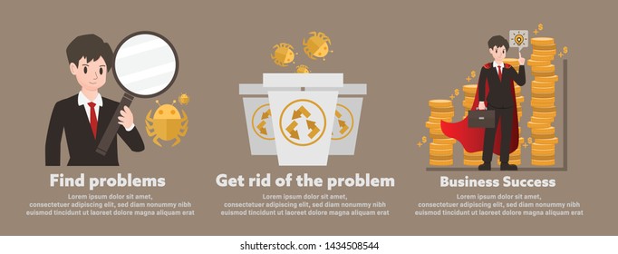 Illustrations vector business idea with strategy concept,planning to success,Businessman character cartoon take a seat on office desk with computer and finance and contract for start up procedure.