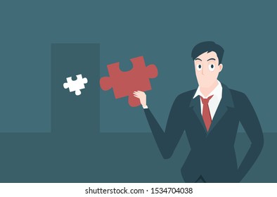 Illustrations vector business idea with strategy concept,planning to success,Businessman character cartoon flat and jigsaw puzzle for start up.
