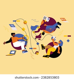 Illustrations in vector format, portraying the essence of great teamwork through visual storytelling, fostering cooperation and success.