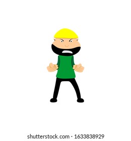 Illustrations vector graphic angry man raised fist and shout or screaming expression