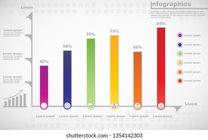 illustrations vector of infographics design and business marketing icons with 7 options or processes layout, diagram, annual report, web design.