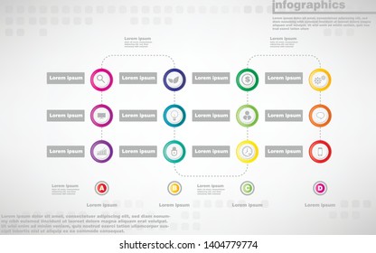 illustrations vector of infographics design and business marketing icons with 12 options or processes layout, diagram, annual report, web design. eps10