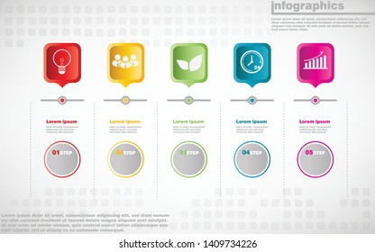 illustrations vector of infographics design and business marketing icons with 5 options or processes layout, diagram, annual report, web design. eps10