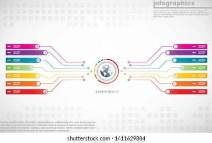 illustrations vector of infographics design and business marketing icons with 16 options or processes layout, diagram, annual report, web design. eps10
