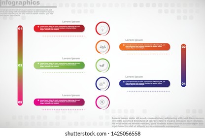 illustrations vector of infographics design and business marketing icons with 5 options or processes layout, diagram, annual report, web design. eps10