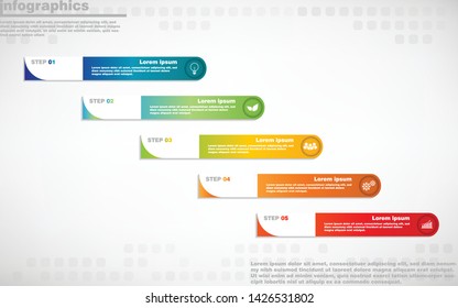 illustrations vector of infographics design and business marketing icons with 5 options or processes layout, diagram, annual report, web design. eps10