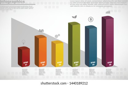 illustrations vector of infographics design and business marketing icons with 6 options or processes layout, diagram, annual report, web design. eps10