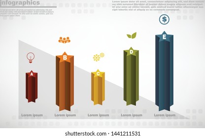 illustrations vector of infographics design and business marketing icons with 5 options or processes layout, diagram, annual report, web design. eps10