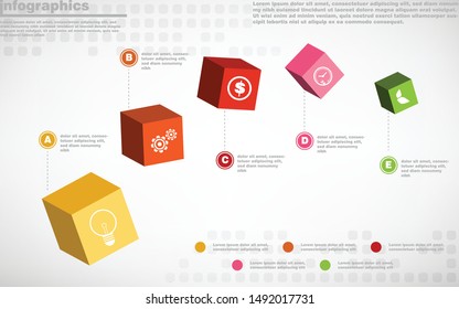 illustrations vector of infographics design and business marketing icons with 5 options or processes layout, diagram, annual report, web design. eps10