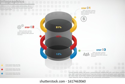 illustrations vector of infographics design and business marketing icons with 3 options or processes layout, diagram, annual report, web design. eps10