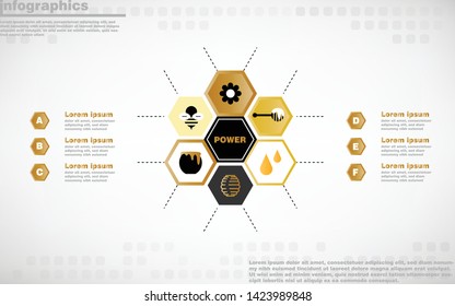 illustrations vector of infographics design icons with 6 options or processes layout, diagram, annual report design. eps10