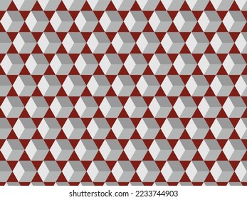 Illustrations vector pattern of white square cubes on a red background for the background.