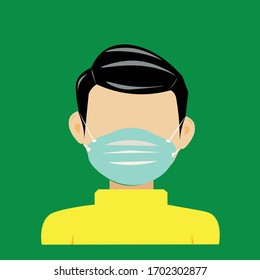 Ilustraciones vectorial.romeone que lleva una máscara para protegerse
