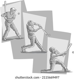 Ilustraciones y vectores de un jugador de béisbol en acción.