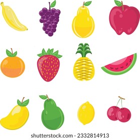 illustrations vegetables and fruits vectors pack 