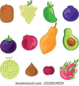 illustrations vegetables and fruits vectors pack 