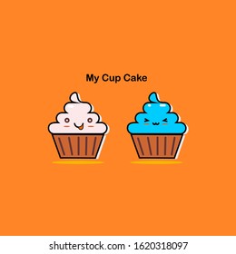 Illustrations of vektor Cupcakes with emoticons