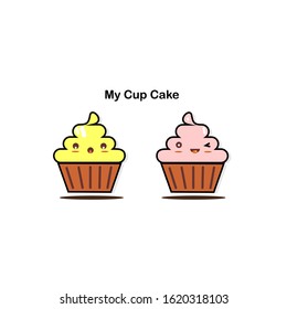 Illustrations of vektor Cupcakes with emoticons