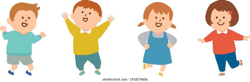 Illustrations of very lively and energetic children