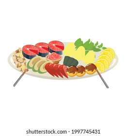 Illustrations of Vietnamese gourmet rice nice fillings
