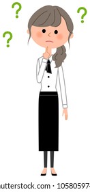 Illustrations of waitress feeling doubt