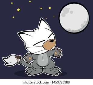Illustrations of werewolf cat action on white background, Animals action vector.