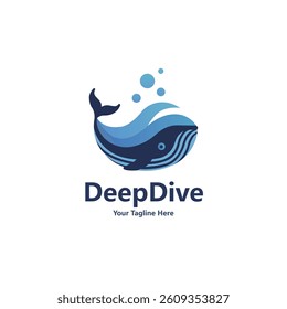 Illustrations of whale logo design concept
