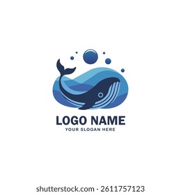 Illustrations of whale logo design concept	