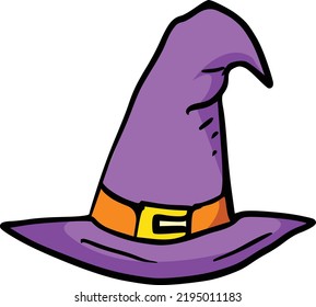 Illustrations "Witch Hat" on white background. Vector for print design, printing on T-shirts, sweatshirts, posters, covers of notebooks and sketchbooks.