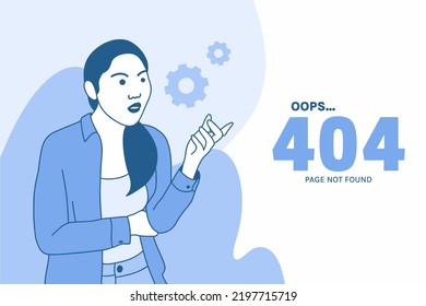 Illustrations Woman depression with internet connections for Oops 404 error design concept landing page