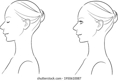 Illustrations of woman's face in profile