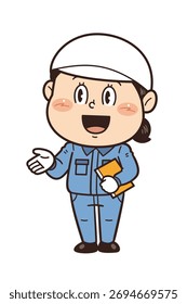 Illustrations of workers at factories and on-site providing explanations