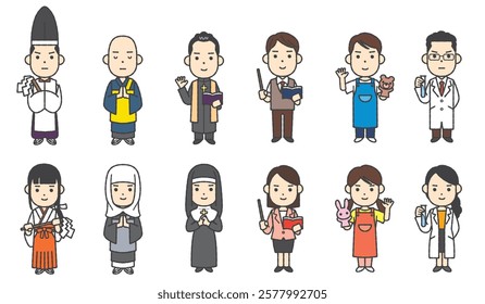 Illustrations of working people ~ Education, Religion