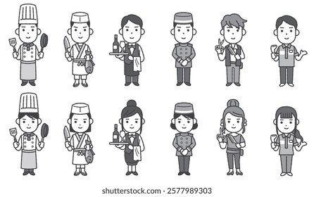 Illustrations of working people ~ Service industry