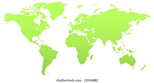Illustrations of the world with all the countries visible. In green color.