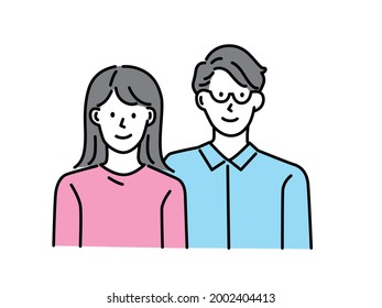 Ilustraciones de parejas jóvenes. parejas, mujeres, hombres, futuro, planes, matrimonios