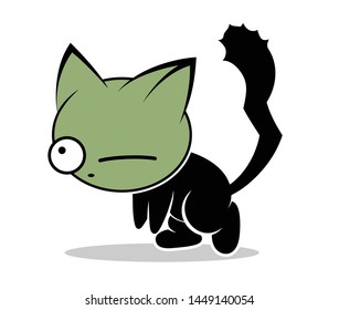 Illustrations of zombie cat action on white background, Animals action vector.