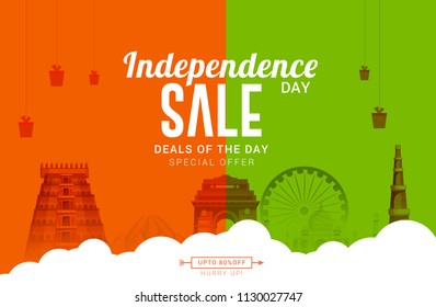 illustration,sale banner or sale poster for indian independence day celebration.