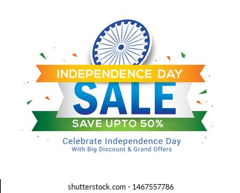 illustration,sale banner or sale poster for indian independence day celebration.