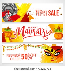 Illustration,Sale Header Or Sale Banner For Indian Festival Of Navratri Celebration,Big Navratri sale offer background.