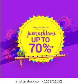 illustration,sale poster or banner for indian festival of janmashtami celebration.