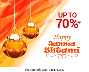 illustration,sale poster or banner for indian festival of janmashtami celebration.