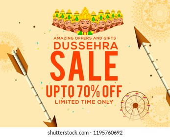 Illustration,Sale Poster Or Sale Banner For Dussehra Celebration.