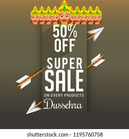 Illustration,Sale Poster Or Sale Banner For Dussehra Celebration.